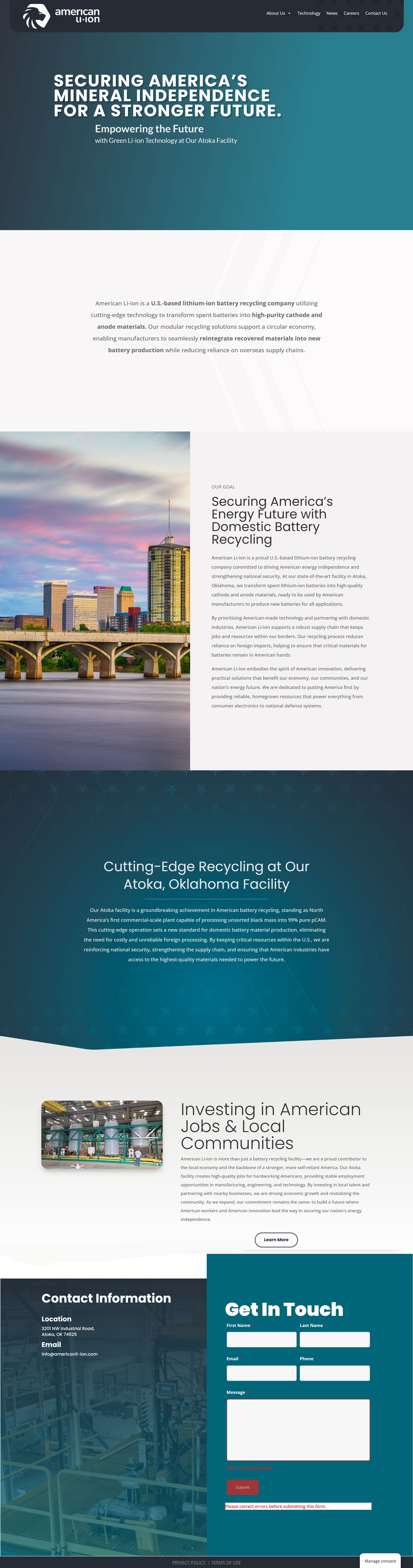 Full-page capture of americanli-ion.com