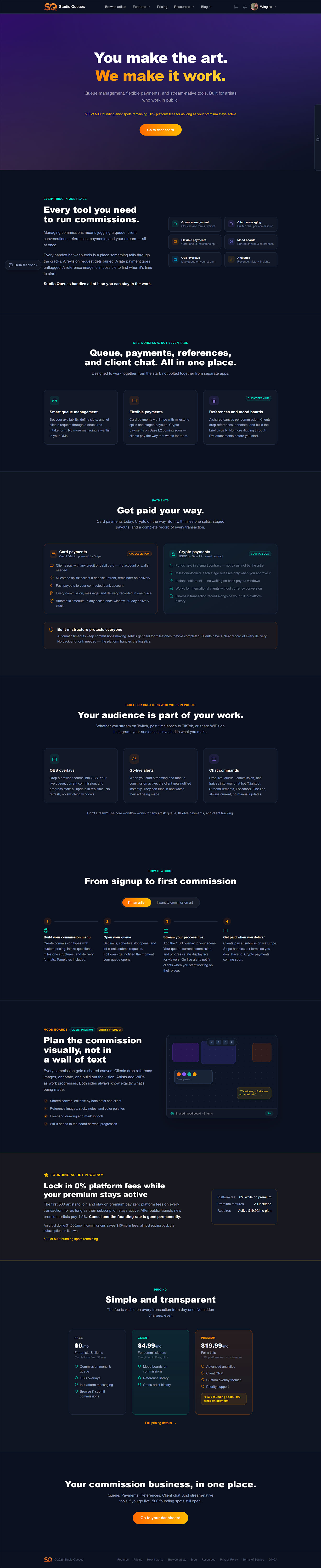Capture of the Studio Queues app